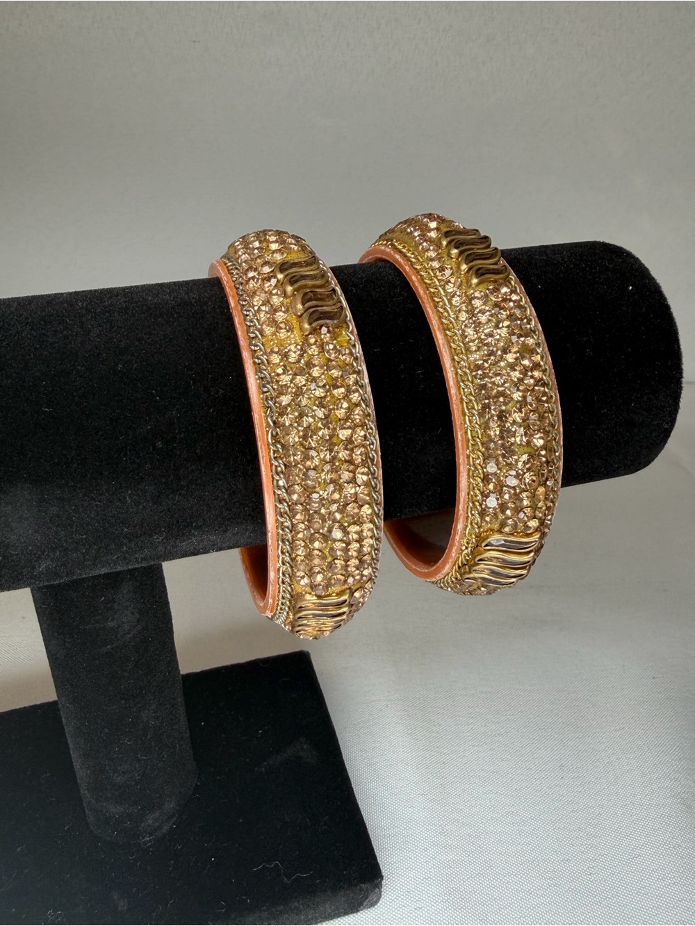 Gold Crystal-Embellished Women's Bangle Bracelets